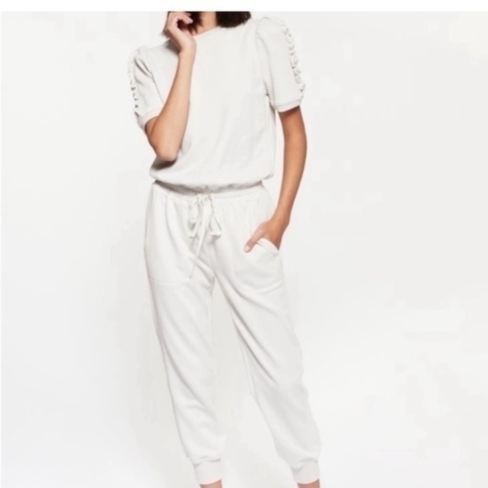 CAMI NYC Jumpsuit Laura Sweat Jogger Ruffle in Light Grey